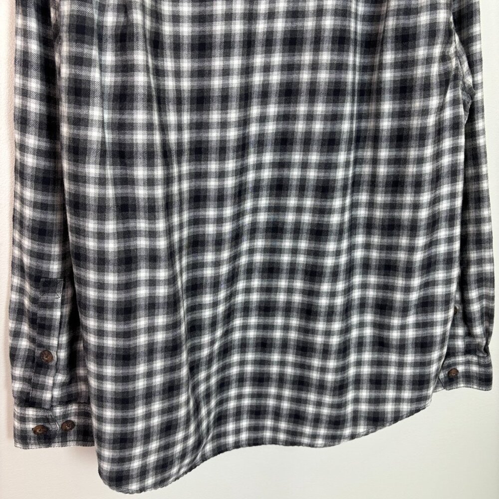 Duluth Trading Co Flannel Shirt Large Gray Plaid Cotton Blend Button-Front Men's - Picture 6 of 10
